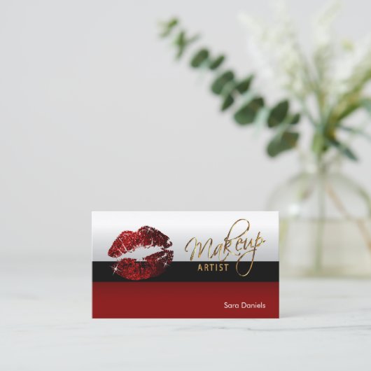 Dunkelrote, schwarze und weiße Zimtlippen, rote Li Visitenkarte (Stehend Vorderseite)