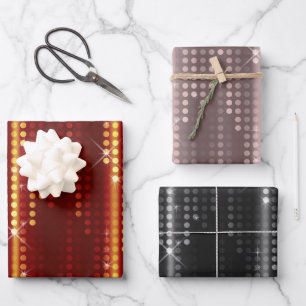 Dunkelrote Schwarzpolka-Dots-Matrix gemustert Geschenkpapier Set
