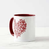 Dunkelrote Tasse des Schädelherzes (Vorderseite Links)