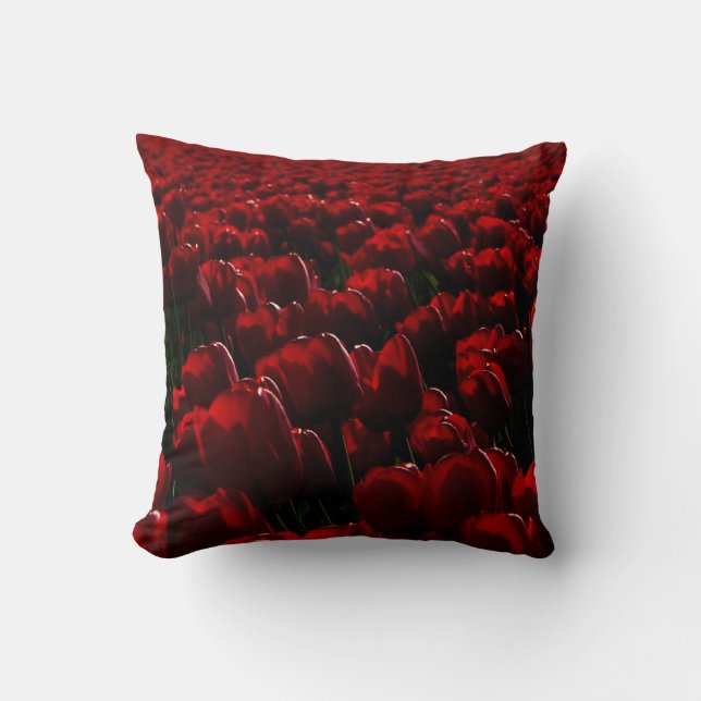 Dunkelrote Tulpen, Tulpenfeldbild, Blütenbild Kissen (Vorderseite)