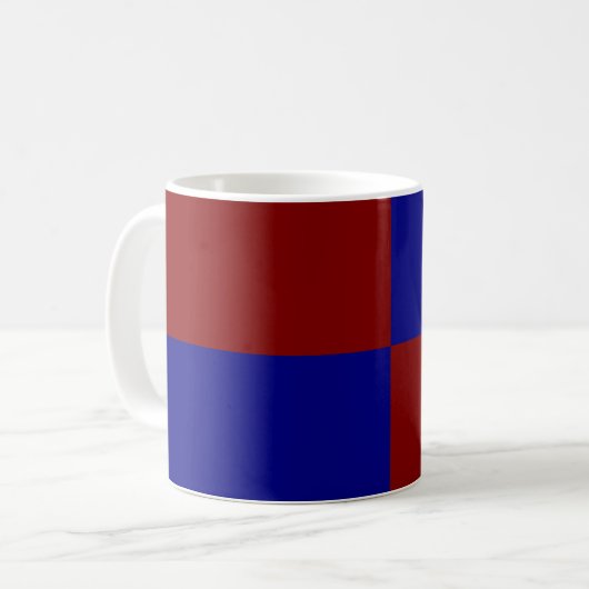 Dunkelrote und blaue Rechtecke Kaffeetasse (Vorderseite Links)
