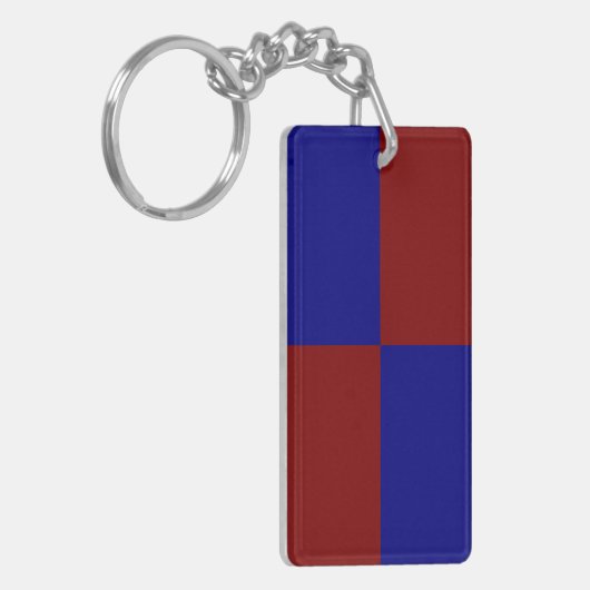 Dunkelrote und blaue Rechtecke Schlüsselanhänger (Vorderseite links)