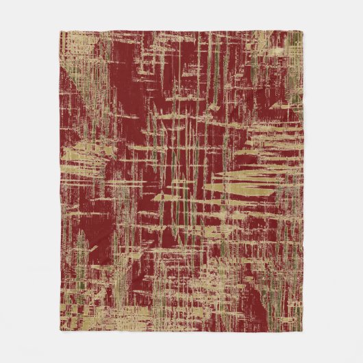 Dunkelrote und Goldmoderne Kunst Fleecedecke (Vorderseite)