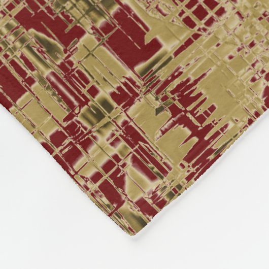 Dunkelrote und Goldmoderne Kunst Fleecedecke (Ecke)