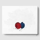 dunkelrote und marineblau blühende Blumen silber b Gästebuch (Rückseite)