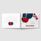 dunkelrote und marineblau blühende Blumen silber b Gästebuch (Voll)