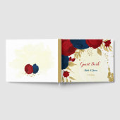 dunkelrote und marineblaue Blumen Goldhochzeit Gästebuch (Voll)