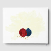 dunkelrote und marineblaue Blumen Goldhochzeit Gästebuch (Rückseite)