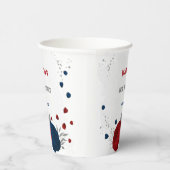 dunkelrote und marineblaue Blumen silber Pappbecher (Rechts)