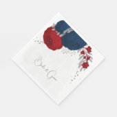 dunkelrote und marineblaue Blumen Silberhochzeit Serviette (Ecke)