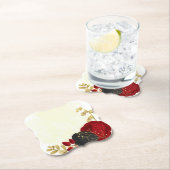 dunkelrote und schwarze Blume Gold Untersetzer (Vor Ort)