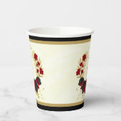 dunkelrote und schwarze Blume, goldener Kranz Pappbecher (Links)