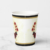 dunkelrote und schwarze Blume, goldener Kranz Pappbecher (Rechts)