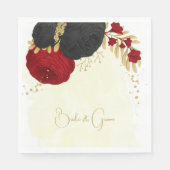 dunkelrote und schwarze Blume Serviette (Vorderseite)