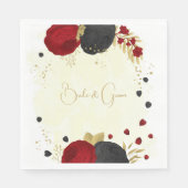 dunkelrote und schwarze Blume Serviette (Vorderseite)