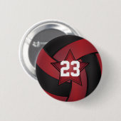 Dunkelrote und schwarze Volleyball-Star-Spieler Button (Vorne & Hinten)