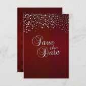 Dunkelrote und silberne Konfetti-Punkte - Save the Save The Date (Vorne/Hinten)