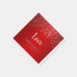 Dunkelrote und silberne Konfetti-Punkte Serviette