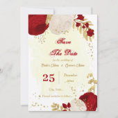 dunkelrote und weiße Blume, botanisch Save The Date (Vorderseite)