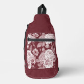 DUNKELROTE UND WEISSE BLUME CROSSBODY BAG (Vorderseite)