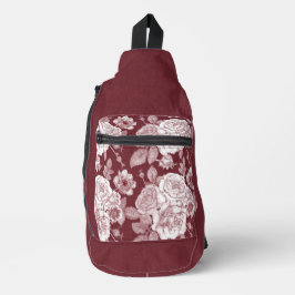 DUNKELROTE UND WEISSE BLUME CROSSBODY BAG