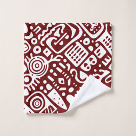 Dunkelrote und weiße Doodles 3 von 4 Badhandtuch Set