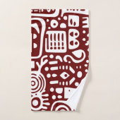 Dunkelrote und weiße Doodles 4 Badhandtuch Set (Handtuch)