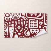 Dunkelrote und weiße Doodles 4 Badhandtuch Set (Handtuch)