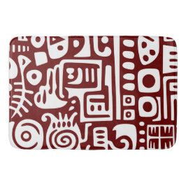 Dunkelrote und weiße Doodles 4 von 4 Badematte