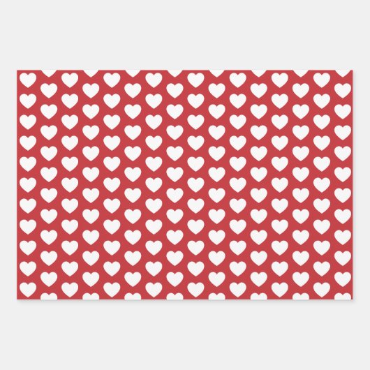 Dunkelrote und weiße Herzen Geschenkpapier Set (Vorderseite 2)