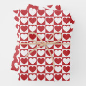 Dunkelrote und weiße Herzen Geschenkpapier Set (Beispiel)