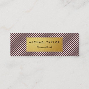 Dunkelrote und weiße Streifen Mini Visitenkarte