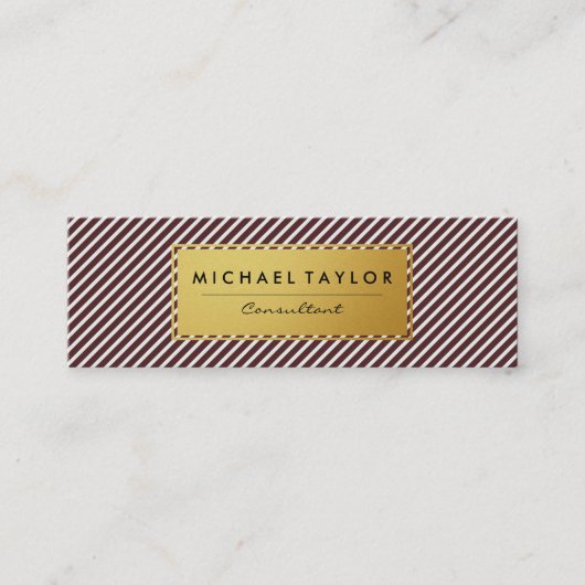 Dunkelrote und weiße Streifen Mini Visitenkarte (Vorderseite)