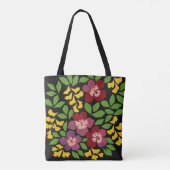 Dunkelrote, violette, grüne und gelbe Blumen Tasche (Rückseite)