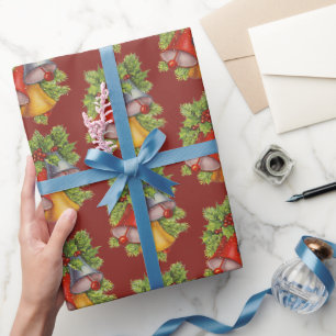 Dunkelrote Weihnachtsglocken Geschenkpapier