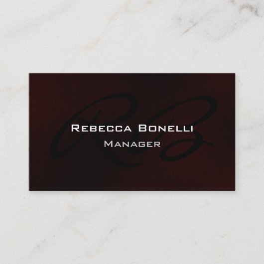 Dunkelrote weiße Monogram Manager-Visitenkarte Visitenkarte (Vorderseite)