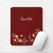 Dunkelrote Wildblume Aquarellfarbe Maus Pad Mousepad (Mit Mouse)