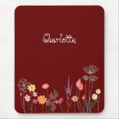 Dunkelrote Wildblume Aquarellfarbe Maus Pad Mousepad (Vorne)