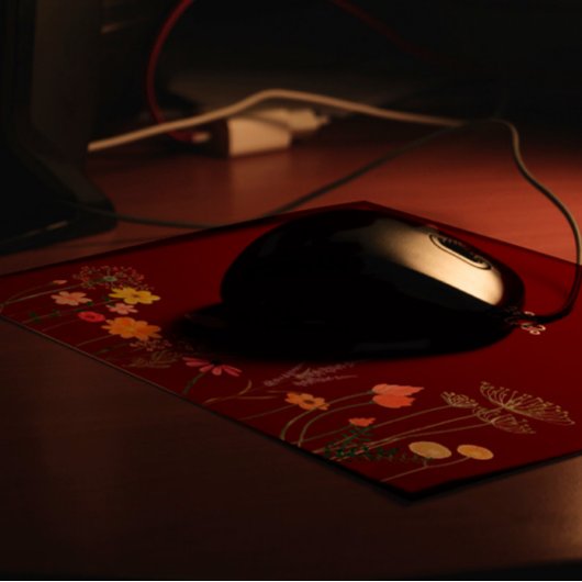 Dunkelrote Wildblume Aquarellfarbe Maus Pad Mousepad