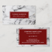 Dunkelroter Akzent aus weißem Marmor Visitenkarte (Vorne/Hinten)