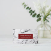 Dunkelroter Akzent aus weißem Marmor Visitenkarte (Stehend Vorderseite)