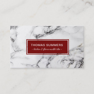 Dunkelroter Akzent aus weißem Marmor Visitenkarte