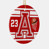 Dunkelroter Basketball - alle Buchstaben Keramikornament (Rechts)