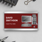 Dunkelroter Desktop-PC-Reparaturtechniker Visitenkarte