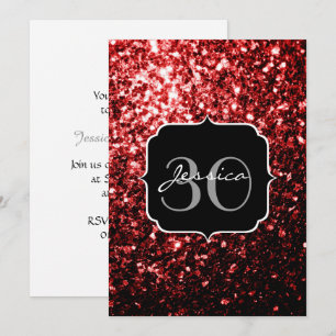 Dunkelroter falscher Glitter funkelt Glamour Monog Einladung