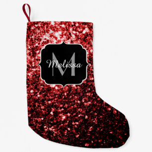 Dunkelroter falscher Glitter funkelt Glamour Monog Kleiner Weihnachtsstrumpf