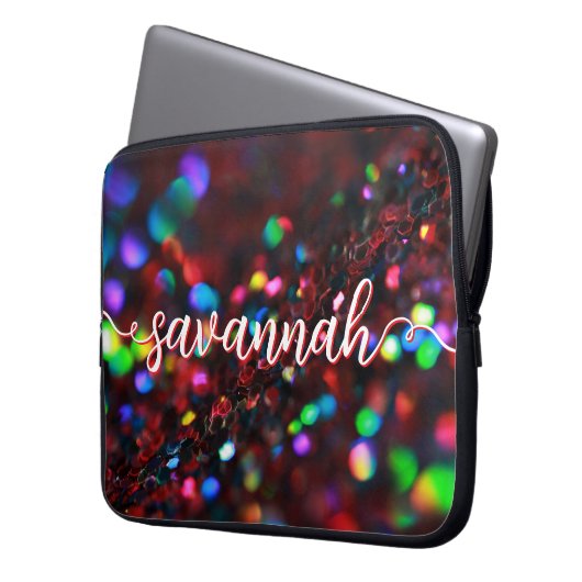 Dunkelroter Funkelschlauch Laptopschutzhülle (Vorderseite Links)