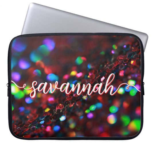 Dunkelroter Funkelschlauch Laptopschutzhülle (Vorderseite)