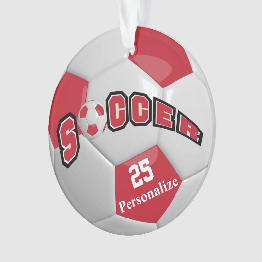 Dunkelroter ⚽-Fußballball Ornament (Vorderseite)
