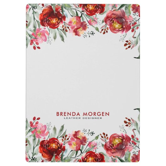 Dunkelroter Garten-Blume Klemmbrett (Rückseite)